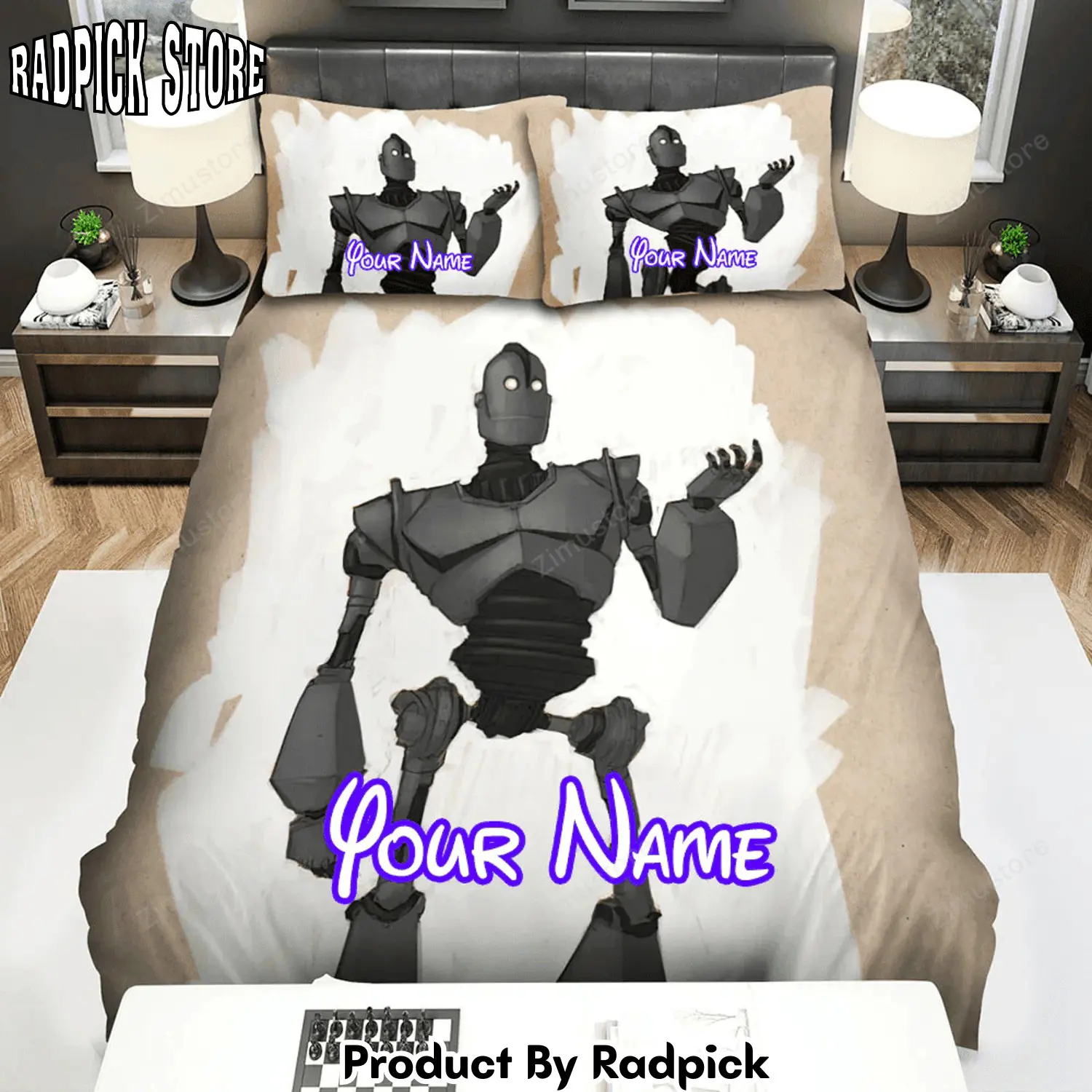 Radpick the iron giant giant machine movie poster bed sheets duvet cover personalized name bedding sets rp3271199